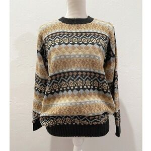 Handmade Alpaca Wool Fair Isle Sweater M Nordic Cabin Cozy Grandpa Unisex‎